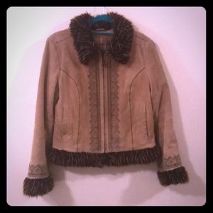 Embroidered Suede Coat